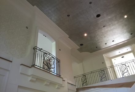 Silver Leaf Ceiling and Damask Stencil Shaughnessy Vancouver