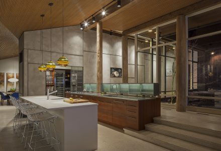 Modern architecture with matte Tadelakt Venetian plaster concrete looking walls. Venetian Plaster Canada 